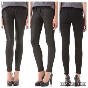 Rag & Bone Hyde Genuine Leather Panel Jeans Size 27 Coal